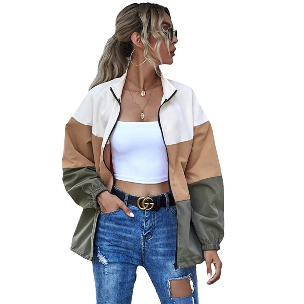 *HOST PICK* Khaki & Green ColorBlock Bomber Jacket